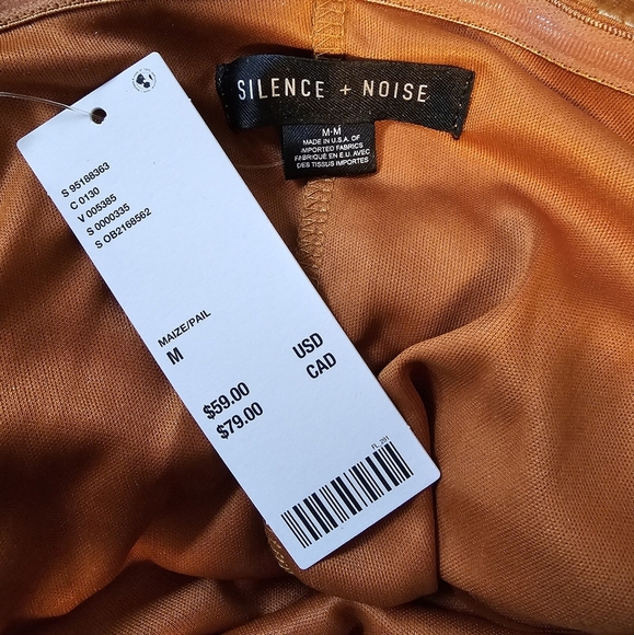 Silence + Noise Brenna Strapless Velvet Burnout Print Mini Dress in Mustard, M - Picture 14 of 14